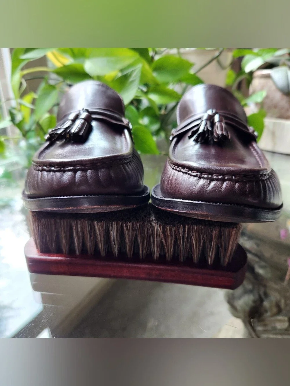 Vintage Florsheim Royal Imperial Brown Leather Tassel Loafers 11 E V-Cleat 1984